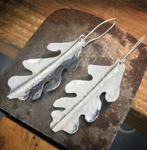 Botanical metal - Leaf pendant / earrings (BF13W6YHa)